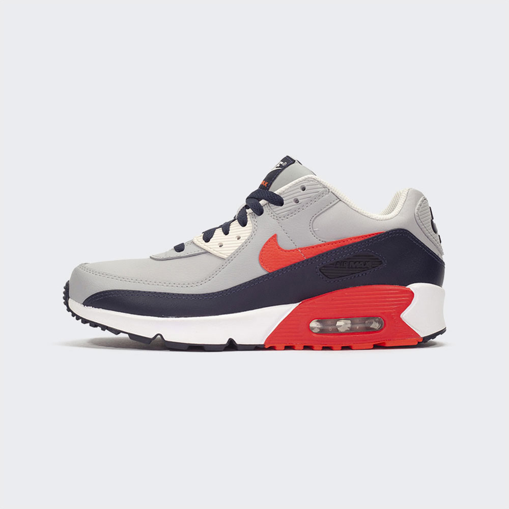 Tenis NIke Air Max 90 Leather GS Light Smoke Bright Crimson CD6864 021